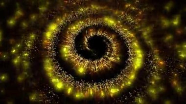 Peri masalı aydınlanması. Hayal ürünü bir galaksinin altın spiral havai fişekleri