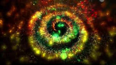 Peri masalı aydınlanması. Hayal ürünü bir galaksinin altın spiral havai fişekleri