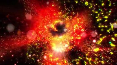 Peri masalı aydınlanması. Hayal ürünü bir galaksinin altın spiral havai fişekleri