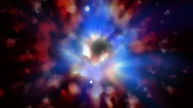 Peri masalı aydınlanması. Hayal ürünü bir galaksinin altın spiral havai fişekleri