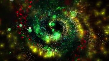 Peri masalı aydınlanması. Hayal ürünü bir galaksinin altın spiral havai fişekleri