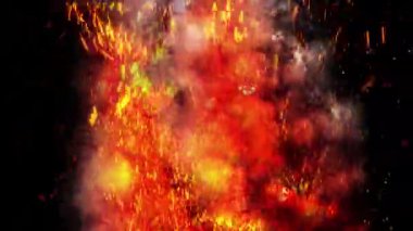 Parlak kıvılcımlar ve duman gökyüzüne doğru uçar, ateşin sıcaklığıyla bize dokunur..