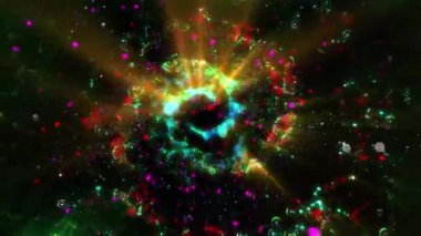 Peri masalı aydınlanması. Hayal ürünü bir galaksinin altın spiral havai fişekleri