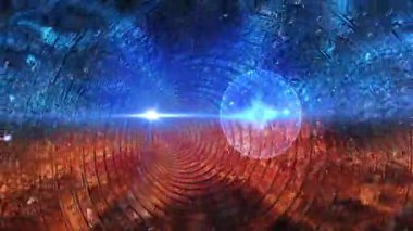 Sanal bir manzaranın arka planına karşı uzay ve zamanın koordinatlarını değiştirme sarmalı