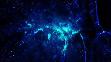 Parlak ışıkla dolu kozmik madde sanal uzayda döner ve enerji yayar..