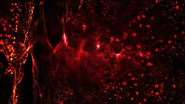 Parlak ışıkla dolu kozmik madde sanal uzayda döner ve enerji yayar..