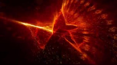 Parlak bir pentagram uzayda döner