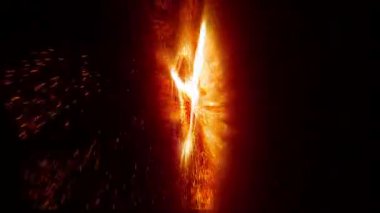 Parlak bir pentagram uzayda döner