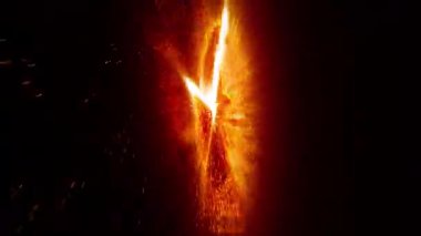 Parlak bir pentagram uzayda döner