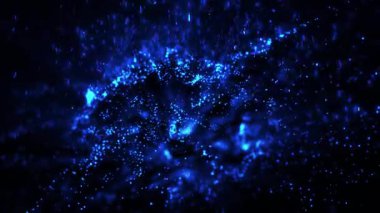 Parlak ışıkla dolu kozmik madde sanal uzayda döner ve enerji yayar..