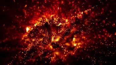 Parlak ışıkla dolu kozmik madde sanal uzayda döner ve enerji yayar..