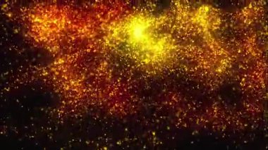 Altın ve gümüş renkli bokeh ışık parçacıklarının birleşik videosu konfeti gibi aşağıya doğru düşerken pürüzsüz bir animasyonun siyah arka planına çarpıyor..