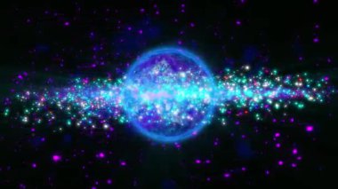 Dış uzayda dönen metalik tona sahip Cilt Gezegeni