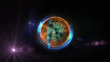 Kozmik enerjinin soyutlanması. Mobil plazma enerjisiyle dolu neon küre ışık yayar ve eşsiz bir uzay atmosferi yaratır..