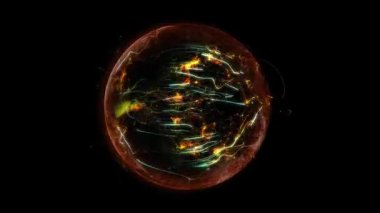 Kozmik enerjinin soyutlanması. Küre, enerji iplikçikleriyle doludur, ışık yayar, eşsiz bir uzay atmosferi yaratır..