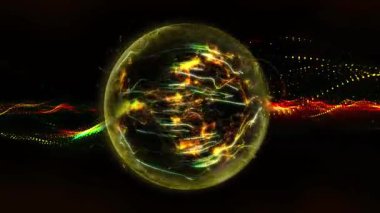 Kozmik enerjinin soyutlanması. Küre, enerji iplikçikleriyle doludur, ışık yayar, eşsiz bir uzay atmosferi yaratır..