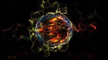 Kozmik enerjinin soyutlanması. Küre, enerji iplikçikleriyle doludur, ışık yayar, eşsiz bir uzay atmosferi yaratır..