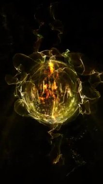 Kozmik enerjinin soyutlanması. Küre, enerji iplikçikleriyle doludur, ışık yayar, eşsiz bir uzay atmosferi yaratır..