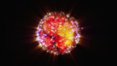 Kozmik enerjinin soyutlanması. Kaotik enerji parçacıklarıyla dolu bir küre ışık yayar ve eşsiz bir uzay atmosferi yaratır..