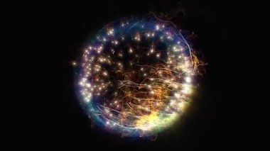 Kozmik enerjinin soyutlanması. Kaotik enerji parçacıklarıyla dolu bir küre ışık yayar ve eşsiz bir uzay atmosferi yaratır..