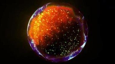 Kozmik enerjinin soyutlanması. Kaotik enerji parçacıklarıyla dolu bir küre ışık yayar ve eşsiz bir uzay atmosferi yaratır..