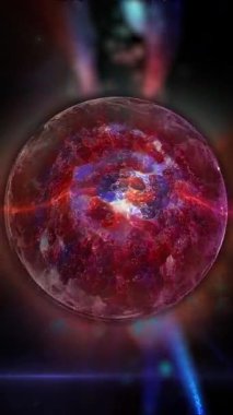 Neon kürenin içinde uzayda şekil ve konum değiştiren bir galaksi var..