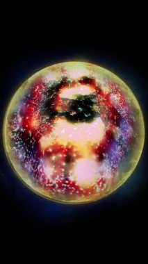 Neon kürenin içinde uzayda şekil ve konum değiştiren bir galaksi var..