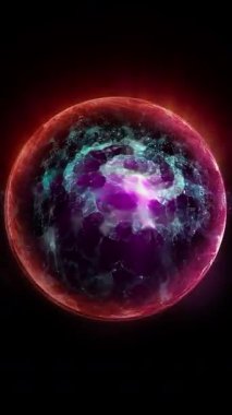 Neon kürenin içinde uzayda şekil ve konum değiştiren bir galaksi var..