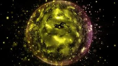 Neon kürenin içinde uzayda şekil ve konum değiştiren bir galaksi var..