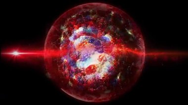 Neon kürenin içinde uzayda şekil ve konum değiştiren bir galaksi var..