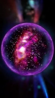 Neon kürenin içinde uzayda şekil ve konum değiştiren bir galaksi var..