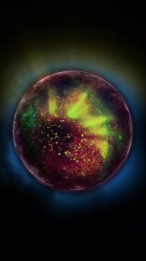 Kozmik enerjinin soyutlanması. Mobil plazma enerjisiyle dolu neon küre ışık yayar ve eşsiz bir uzay atmosferi yaratır..