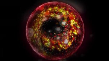 Neon kürenin içinde uzayda şekil ve konum değiştiren bir galaksi var..