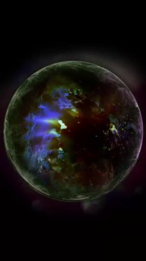 Neon kürenin içinde uzayda şekil ve konum değiştiren bir galaksi var..