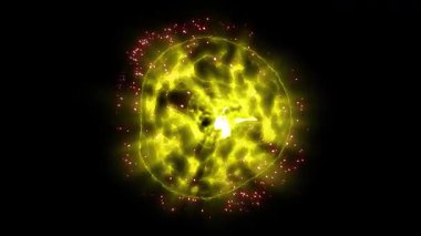 Kozmik enerjinin soyutlanması. Kaotik enerji parçacıklarıyla dolu bir küre ışık yayar ve eşsiz bir uzay atmosferi yaratır..