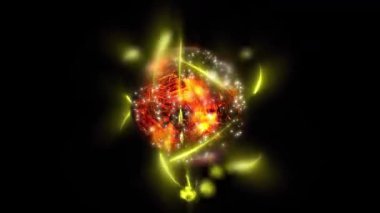 Çekirdeği proton ve nötronlarla gösteren bir atomun 3 boyutlu çizimi.