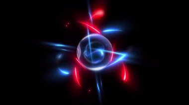 Çekirdeği proton ve nötronlarla gösteren bir atomun 3 boyutlu çizimi.
