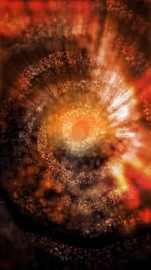 Büyüleyici bir manzara. Galaksinin spirali düzgün bir şekilde döner, göktaşları ve plazma akıntıları yayar..