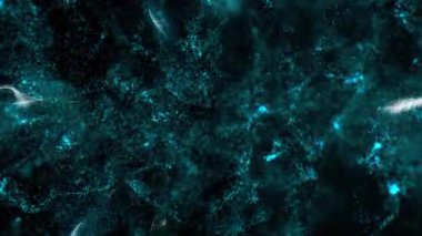 Parlak bokeh ışıkları uzayda derin ve geleceksel bir atmosfer yaratır..