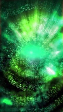 Büyüleyici bir manzara. Galaksinin spirali düzgün bir şekilde döner, göktaşları ve plazma akıntıları yayar..