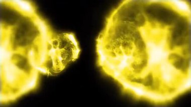 Hücre bölünmesini mikroskopla incelemek. Herhangi bir tıbbi, teknolojik ve benzer proje için hücrelerin soyut animasyonu.