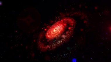 Parlak spiral şekilli üç boyutlu bir galaksi hızla pozisyon değiştiriyor. Önümüzde güzel ve beklenmedik açılarda beliriyor..