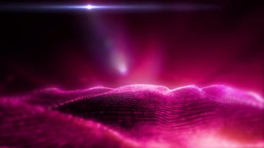 Parlak enerjinin sihirli dalgaları. Yüksek teknoloji gökkuşağı ışık parçacıkları ve bokeh enerjisi.