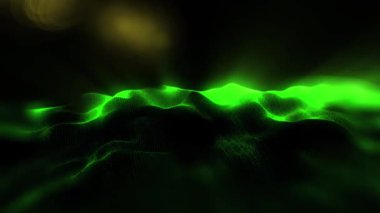 Parlak enerjinin sihirli dalgaları. Yüksek teknoloji gökkuşağı ışık parçacıkları ve bokeh enerjisi.