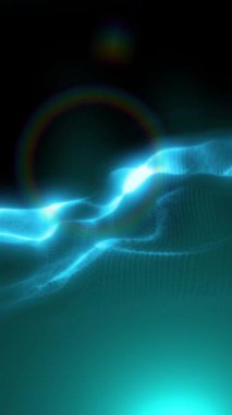 Parlak enerjinin sihirli dalgaları. Yüksek teknoloji gökkuşağı ışık parçacıkları ve bokeh enerjisi.