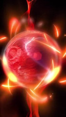 Neon enerji alanıyla çevrili bir gezegen şeklinde bir küre..