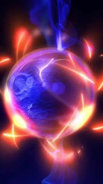 Neon enerji alanıyla çevrili bir gezegen şeklinde bir küre..