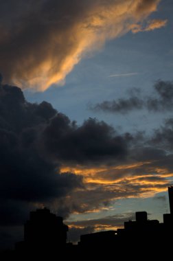 dramatic sunset sky and clouds, silhouette