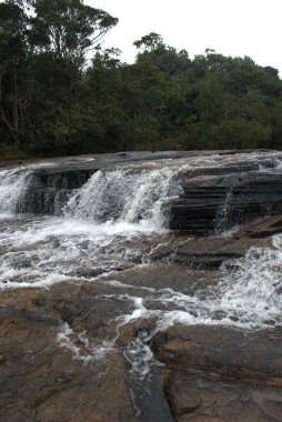 Kayaların üzerinden akan bir şelale.