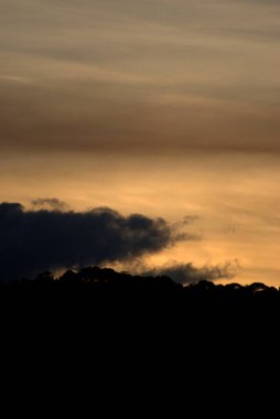 Gün batımında gökyüzünde uçan bir uçak.